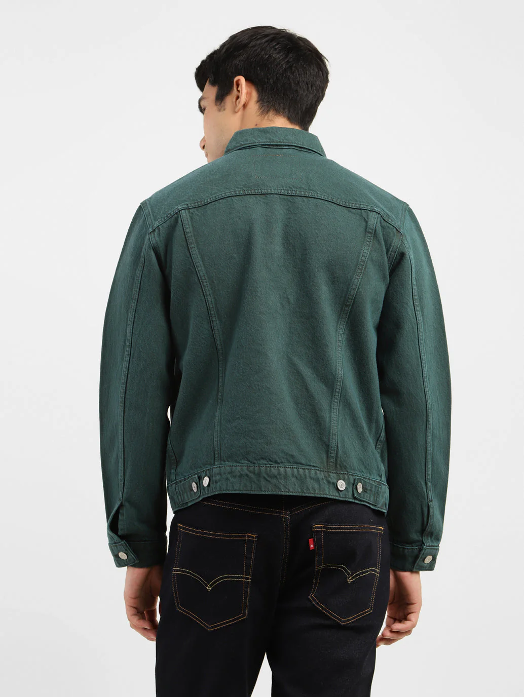 Men's Solid Spread Collar Denim Jacket - Image 3