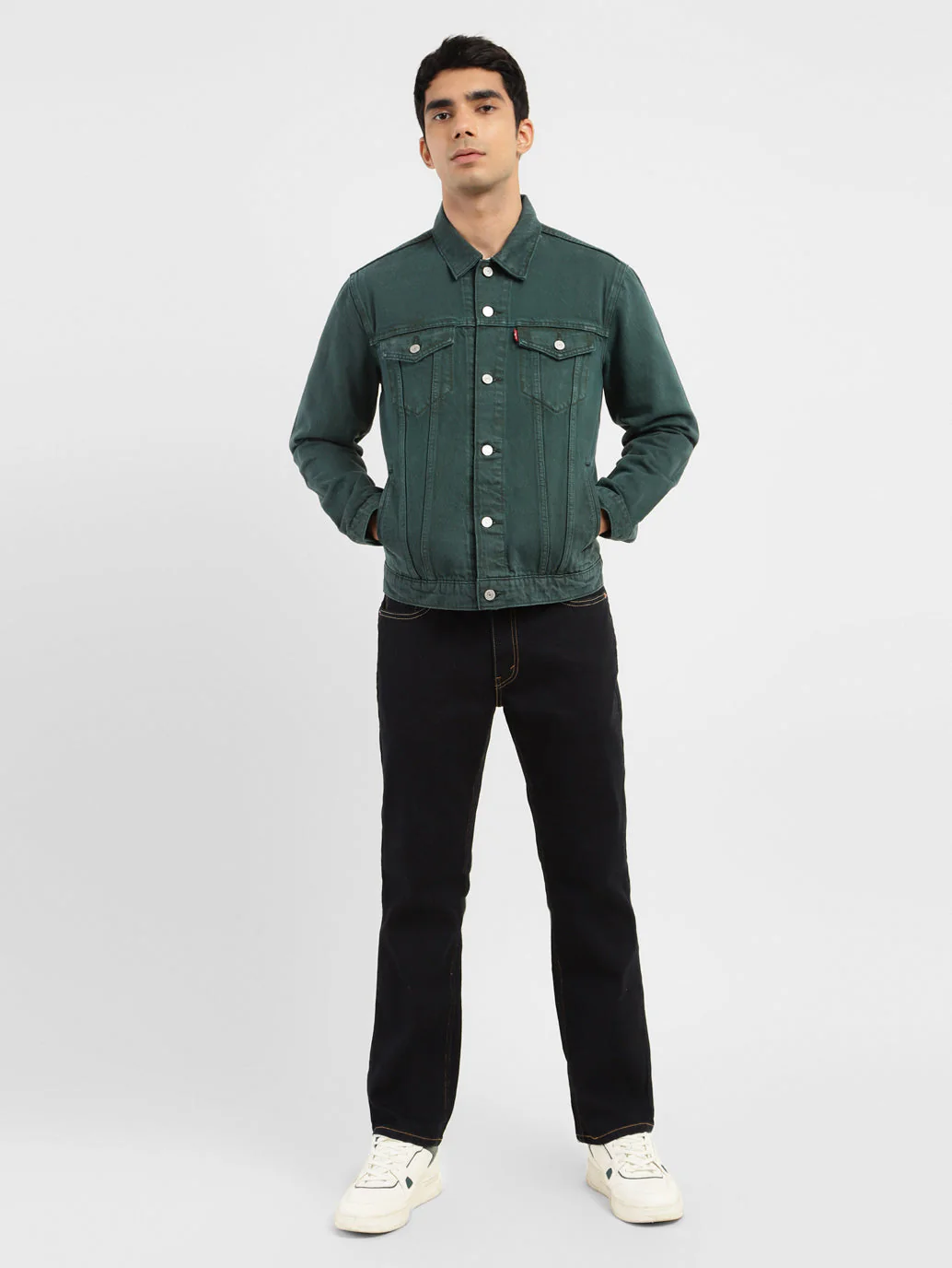 Men's Solid Spread Collar Denim Jacket - Image 6