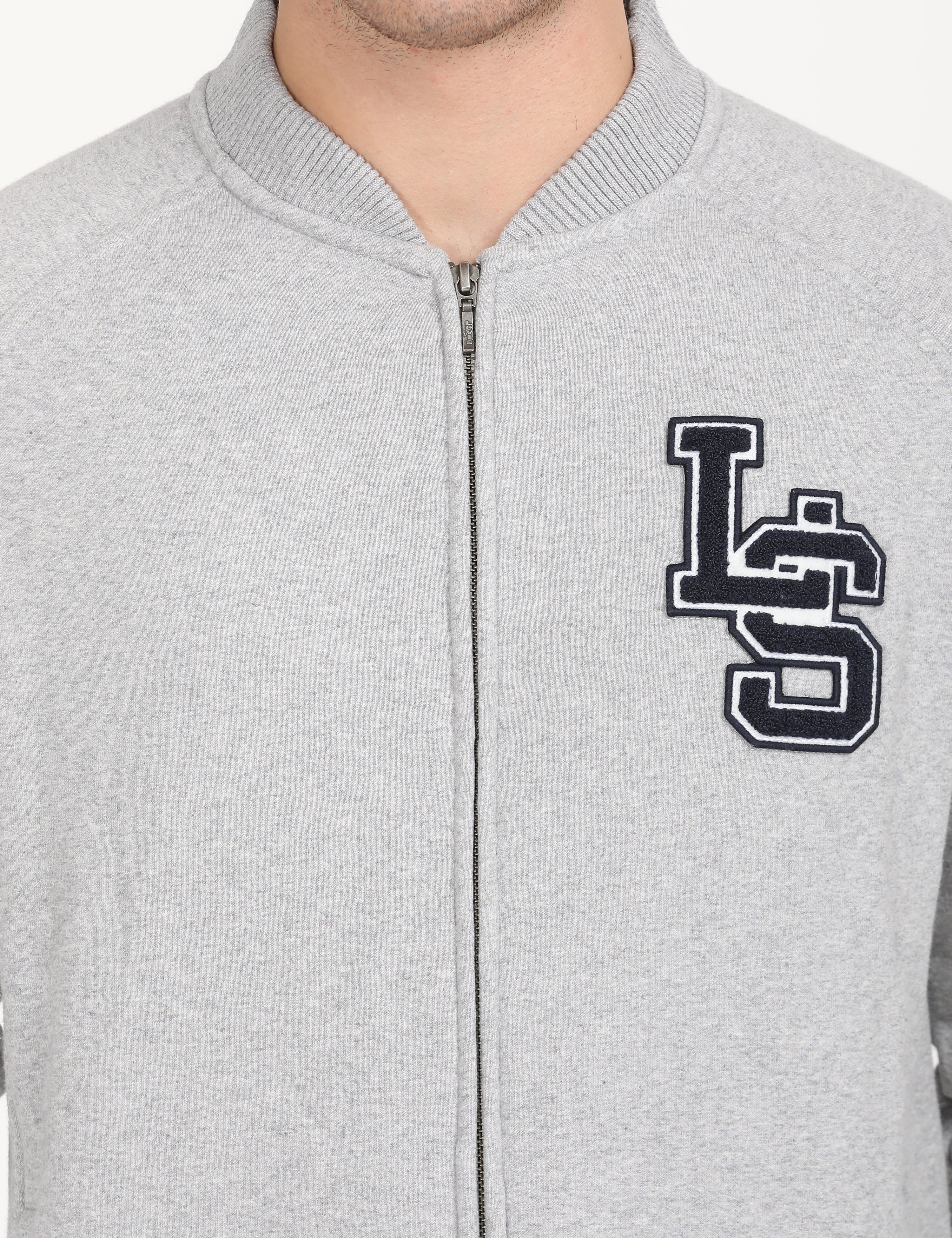 Men's Solid Grey Crew Neck Sweatshirt - Image 4