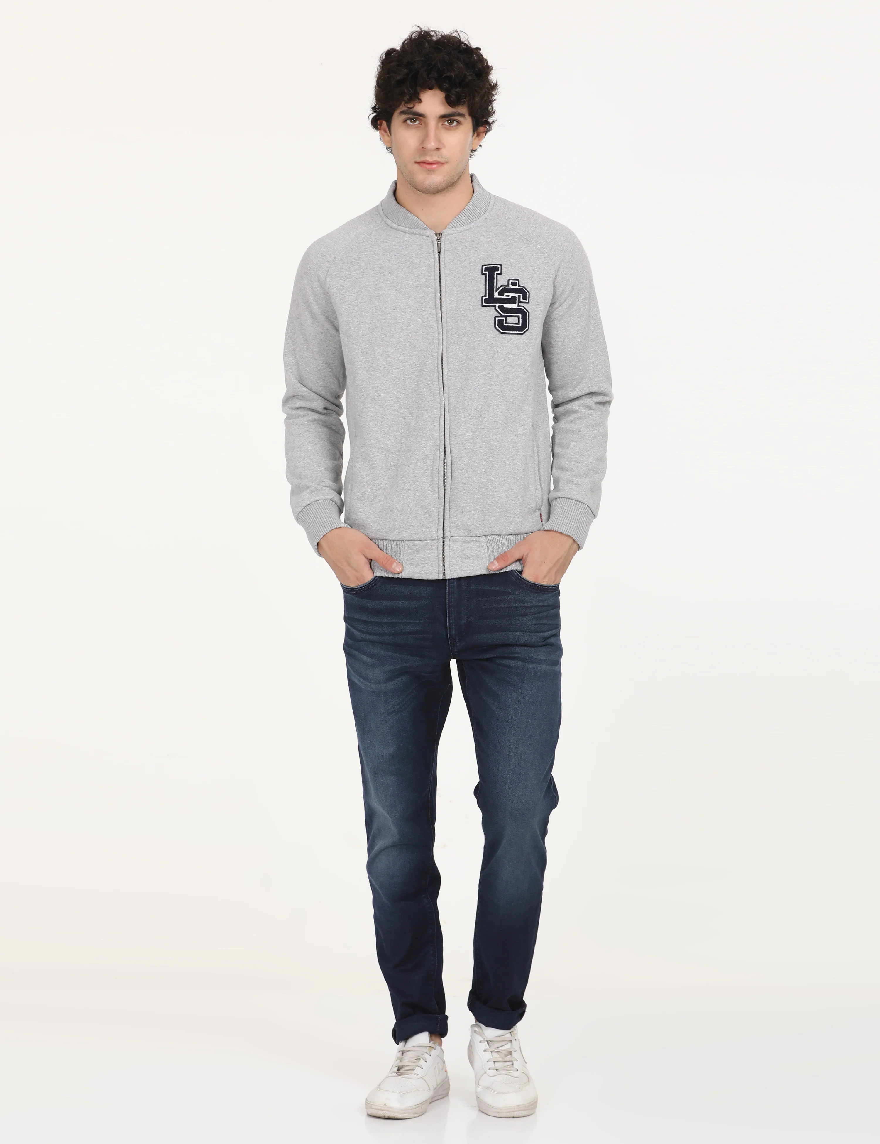 Men's Solid Grey Crew Neck Sweatshirt - Image 6