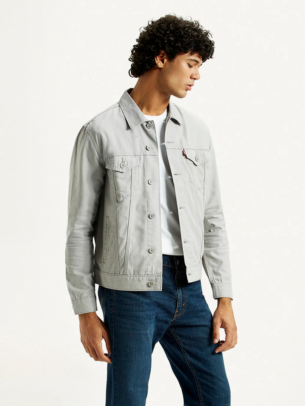 Men's Solid Grey Spread Collar Linen Jacket - Image 3