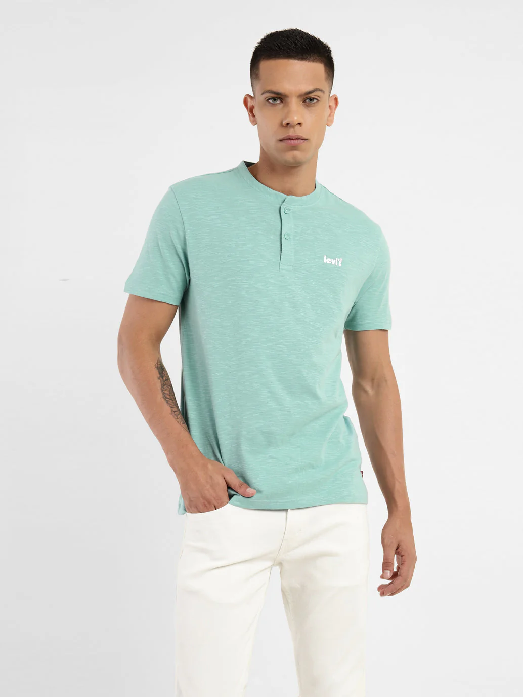 Men's Solid Henley Neck T-shirt - Image 2
