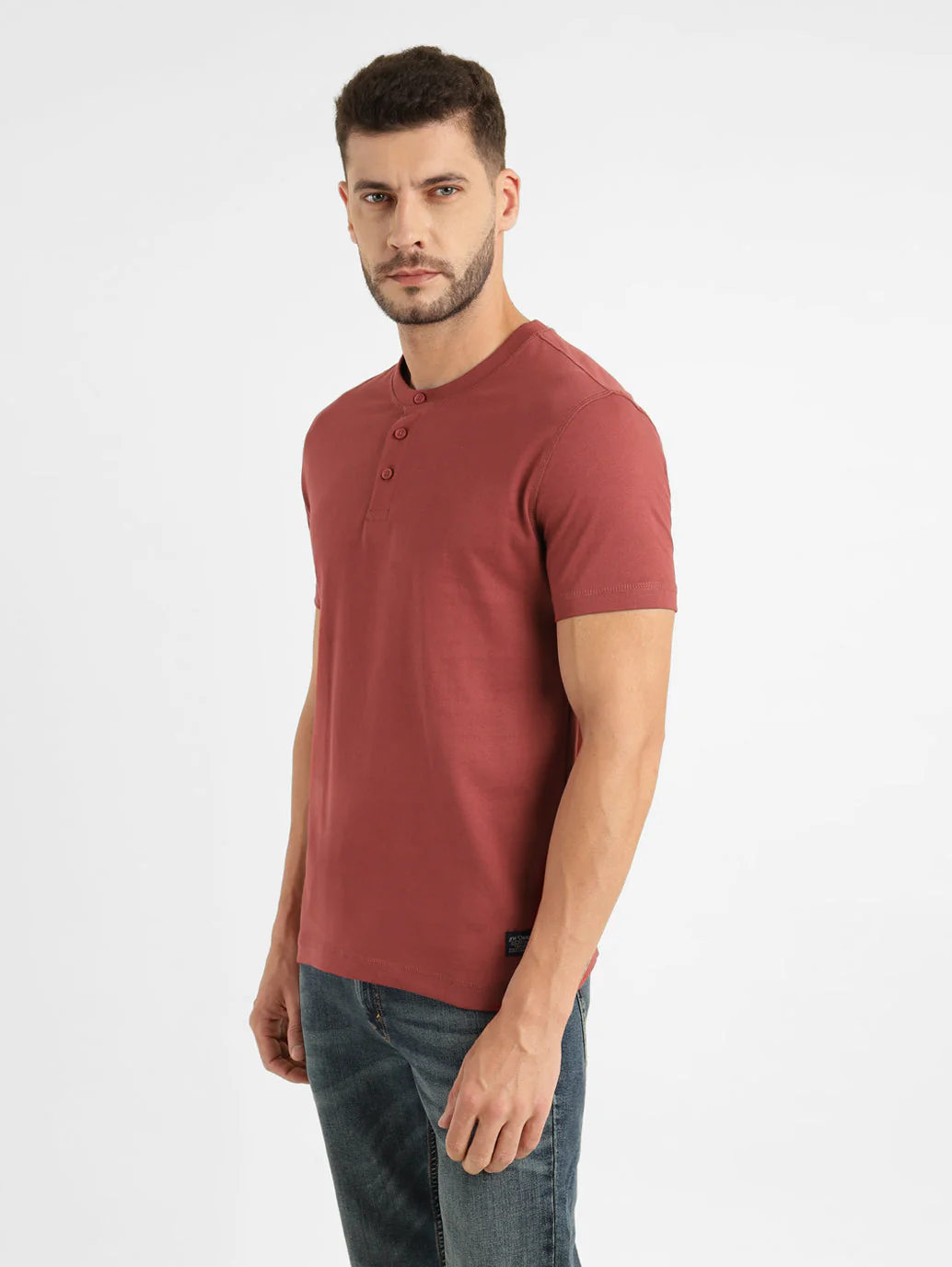 Men's Solid Henley T Shirt - Image 4