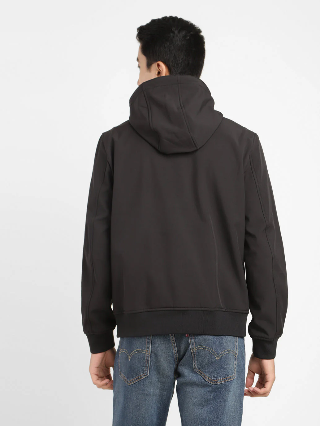 Men's Solid Hooded Bomber Jacket - Image 3