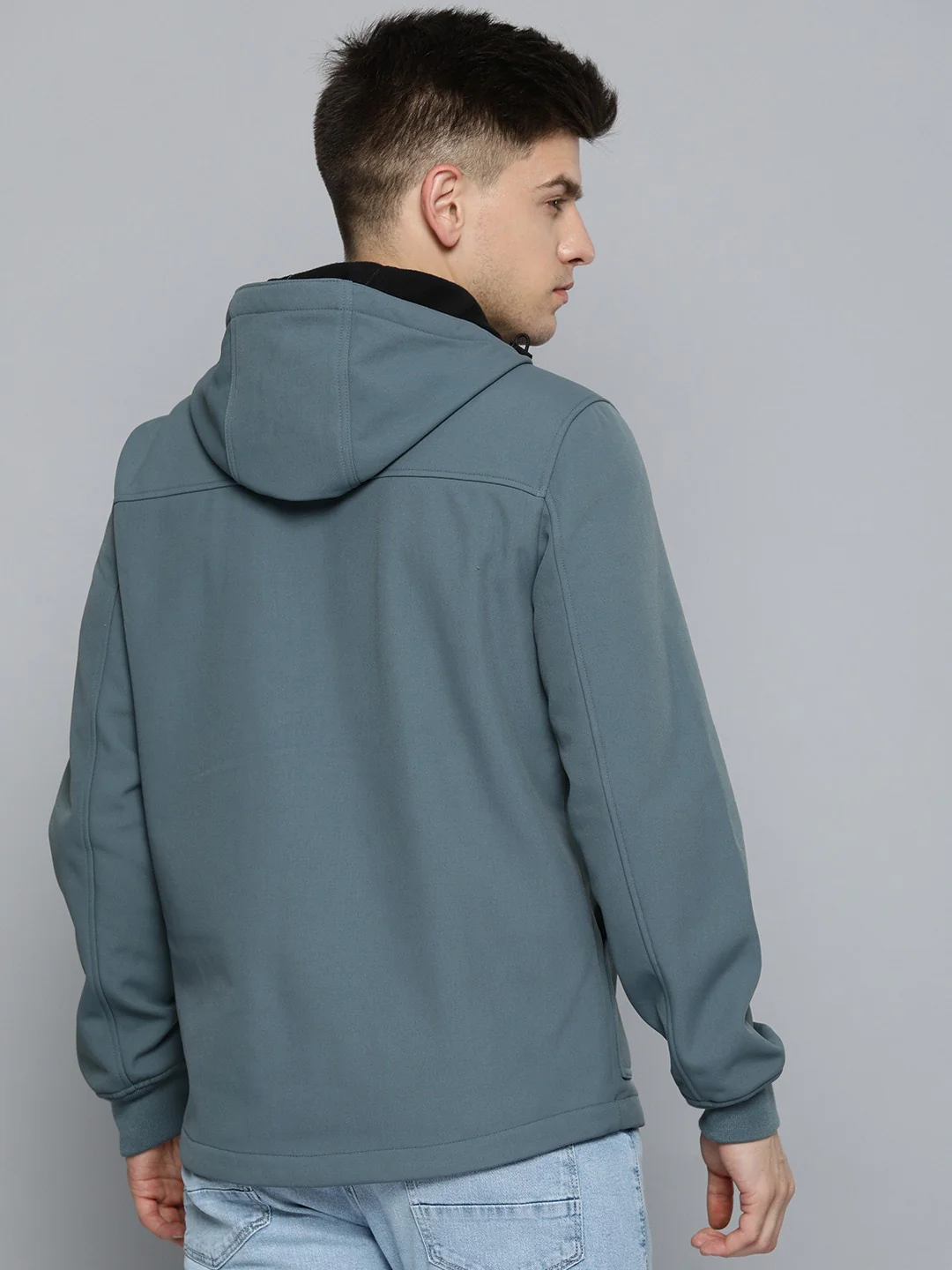 Men's Solid Hooded Jacket - Image 2
