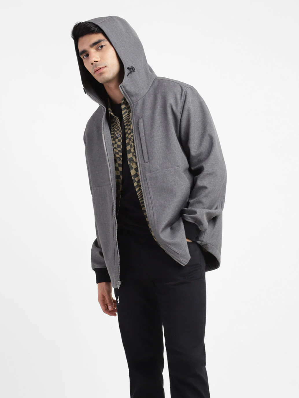 Men's Solid Hooded Tailored Jacket - Image 2