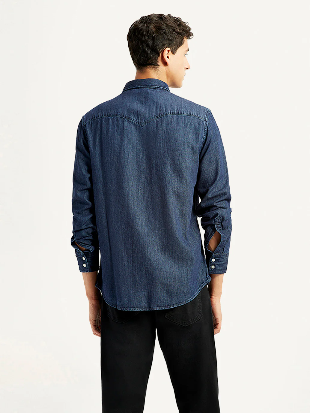Men's Solid Indigo Slim Fit Shirt - Image 2