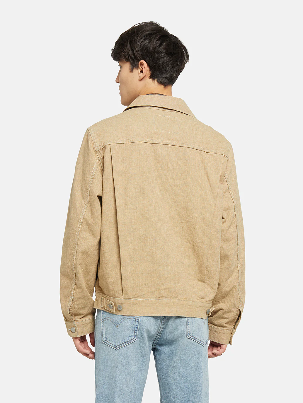 Men's Solid Khaki Relaxed Fit Jacket - Image 3