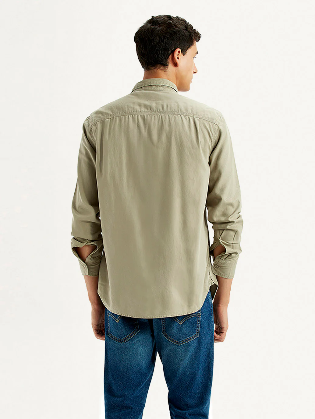 Men's Solid Beige Slim Fit Shirt - Image 3