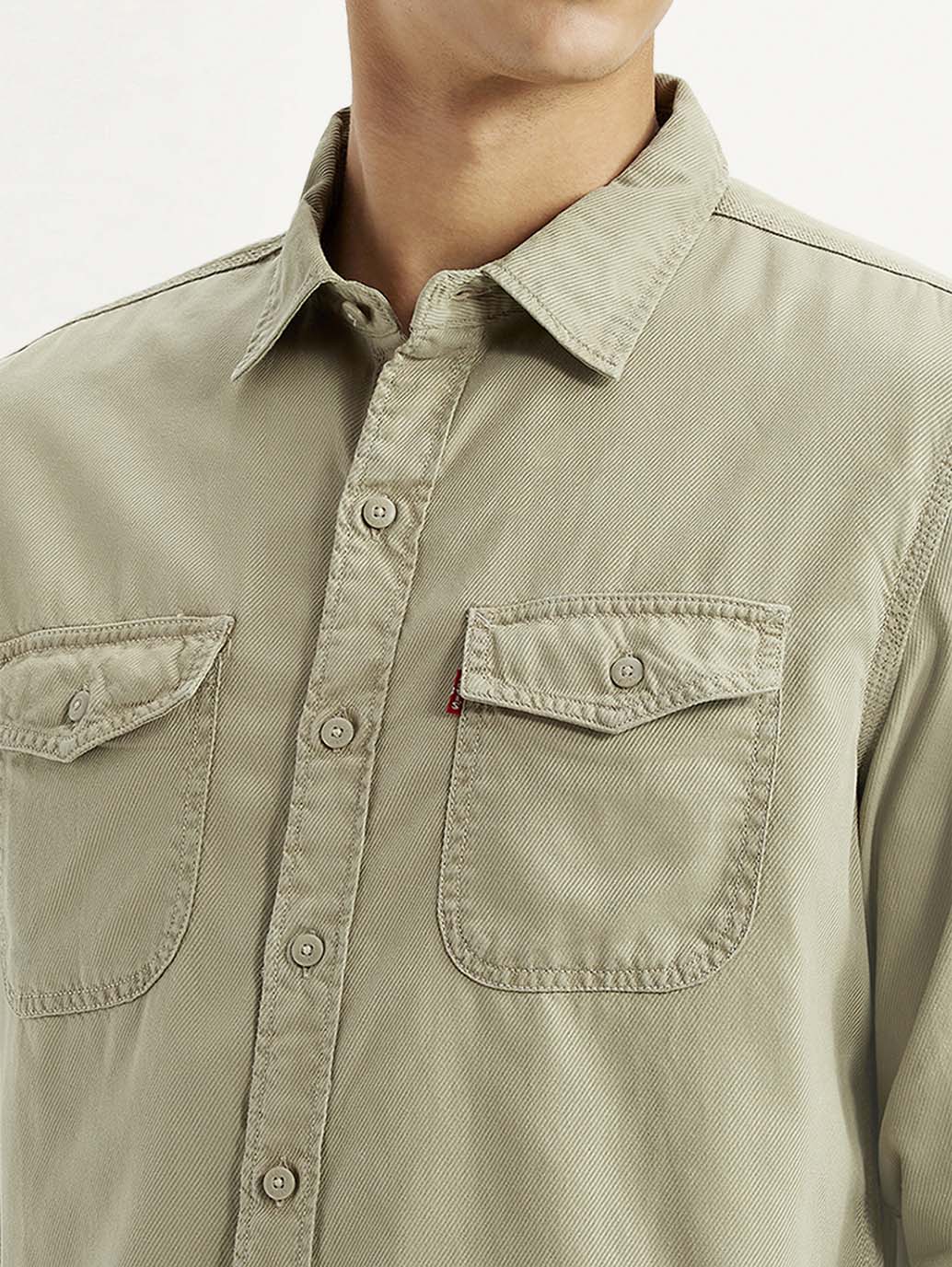 Men's Solid Beige Slim Fit Shirt - Image 4