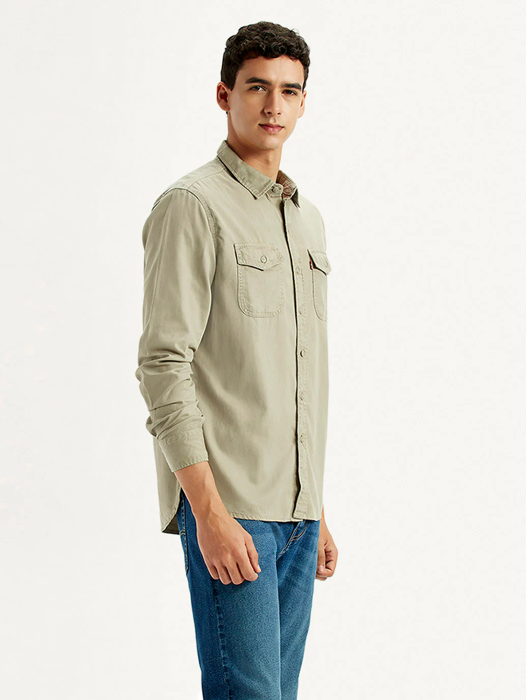 Men's Solid Beige Slim Fit Shirt - Image 5