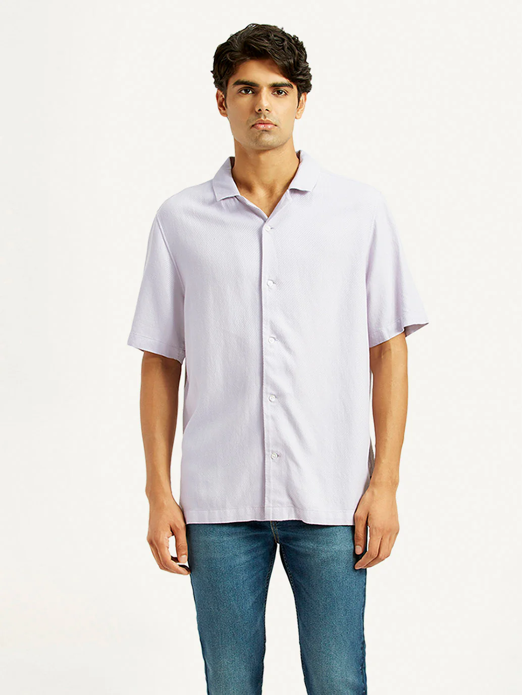 Men's Solid Lilac Camp Shirt - Image 2