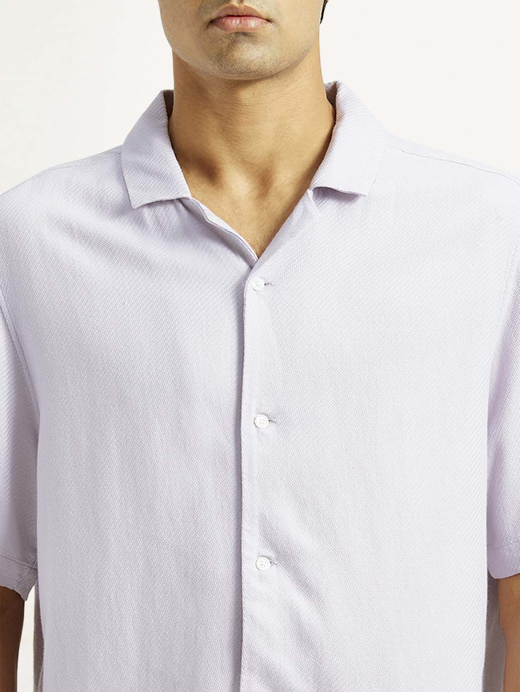 Men's Solid Lilac Camp Shirt - Image 4