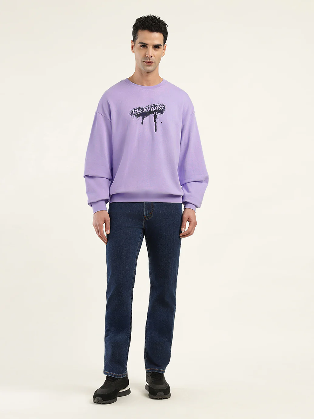 Men's Solid Lavender Crew Neck Sweatshirt - Image 6