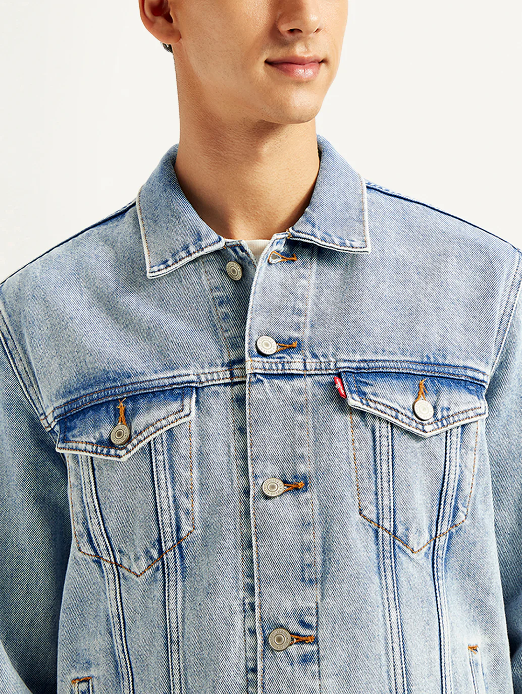 Men's Solid Light Blue Denim Jacket - Image 4