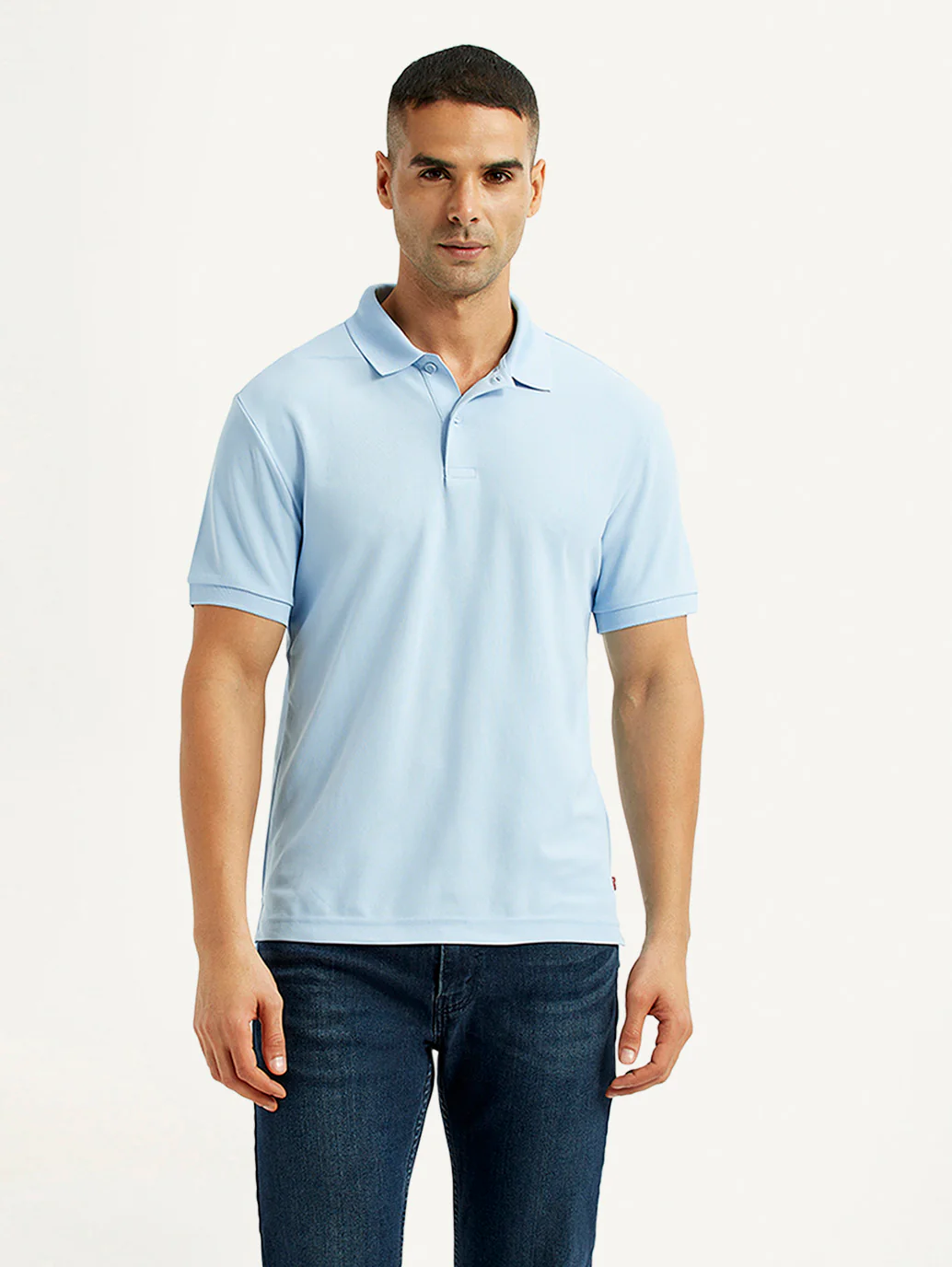 Men's Solid Light Blue Polo T-Shirt - Image 5