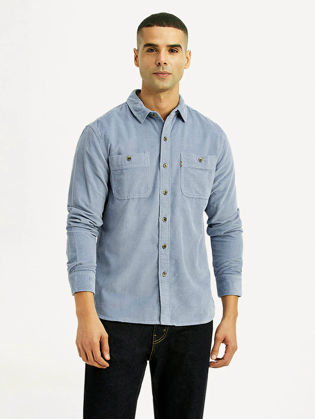Men's Solid Light Blue Slim Fit Shirt - Image 2