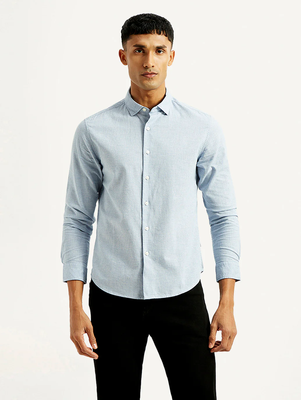 Men's Redloop Checkered Light Blue Slim Fit Shirt - Image 2