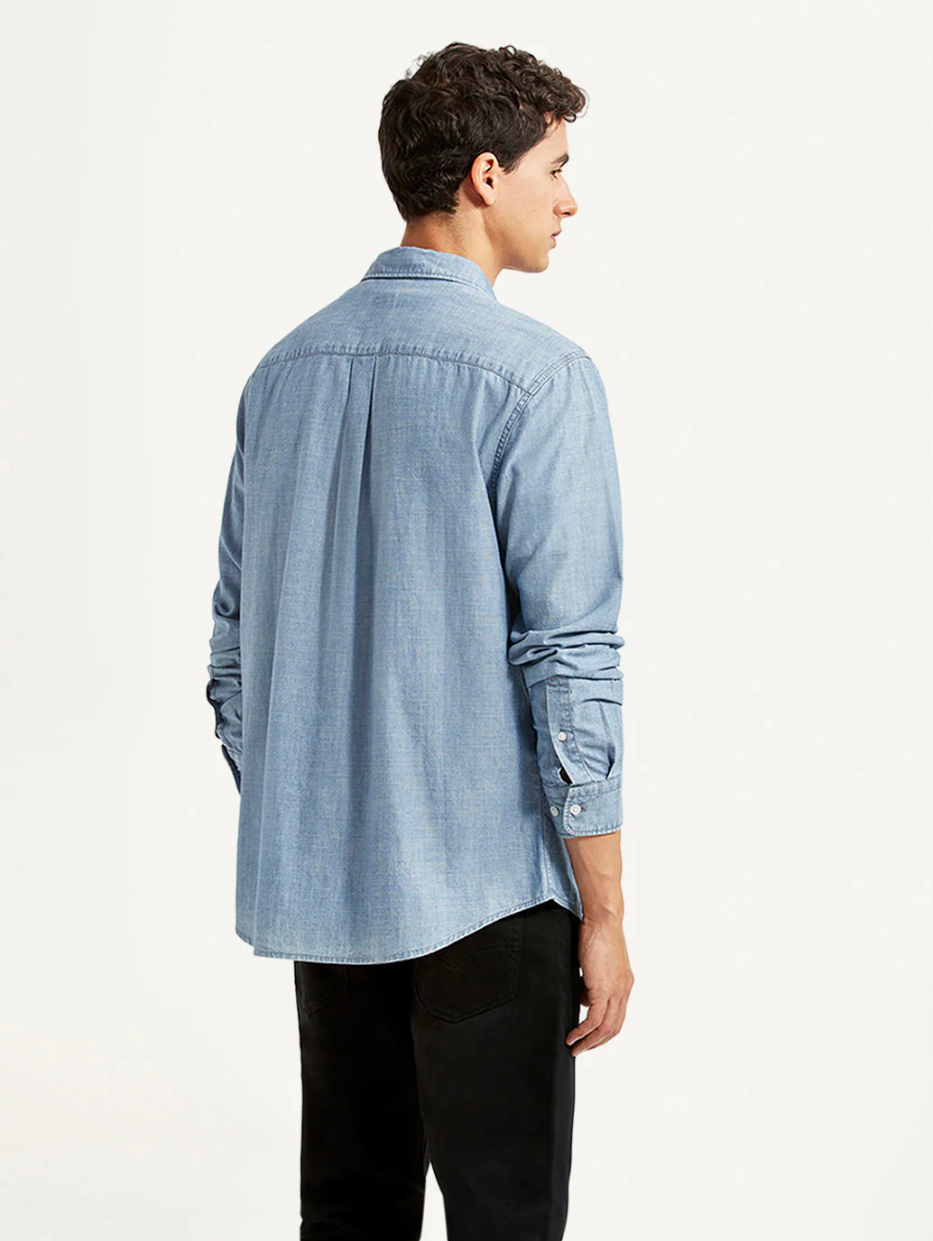 Men's Solid Light Blue Slim Fit Shirt - Image 2