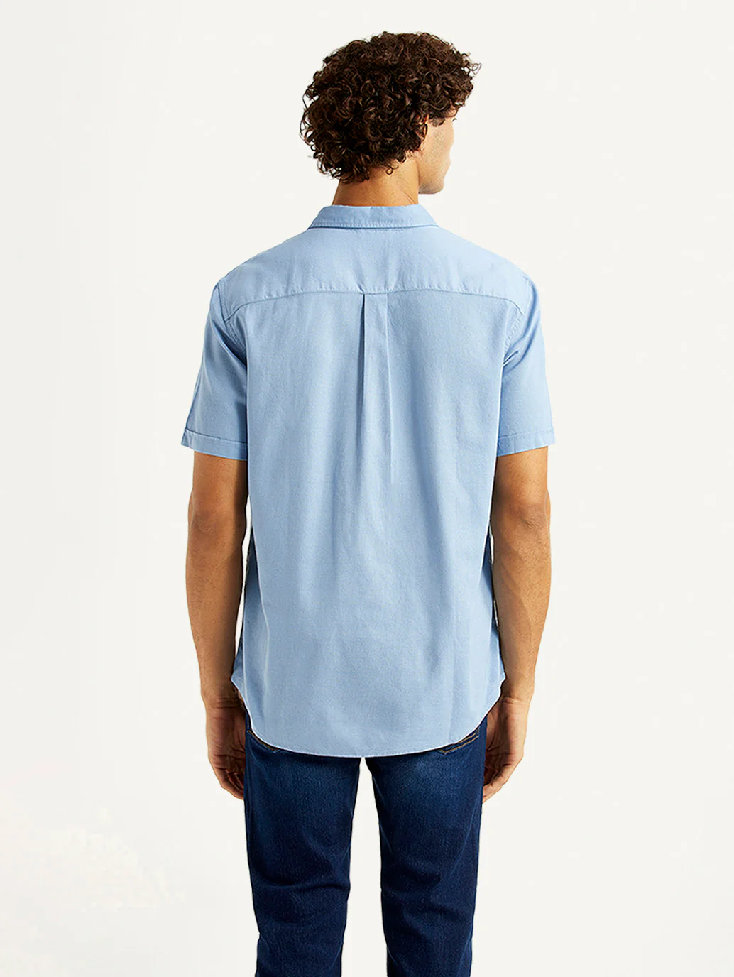 Men's Solid Light Blue Slim Fit Oxford Shirt - Image 2