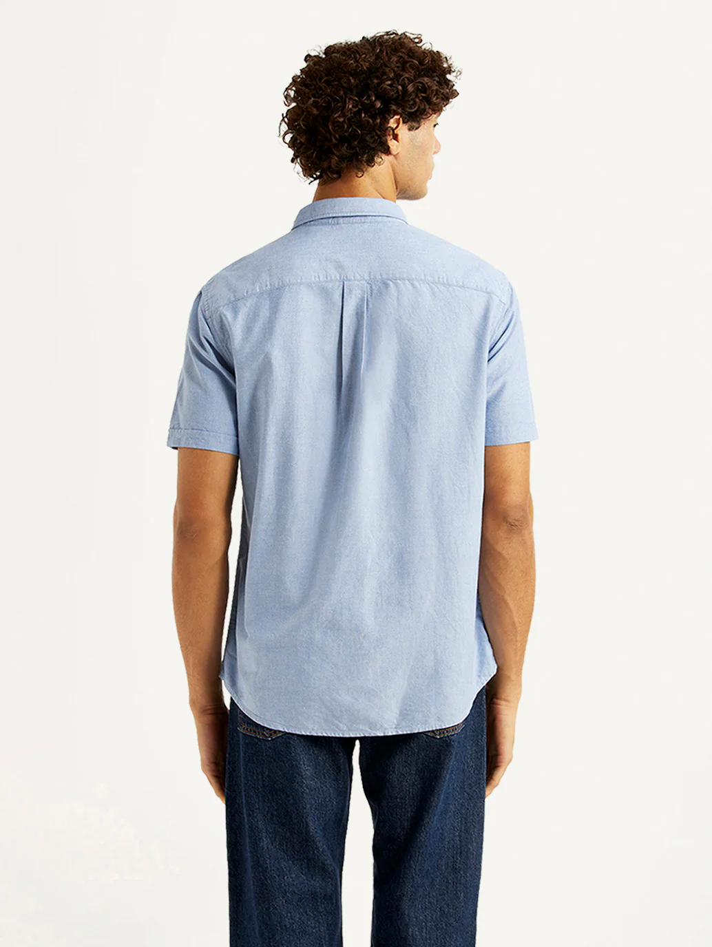 Men's Solid Light Blue Slim Fit Oxford Shirt - Image 2