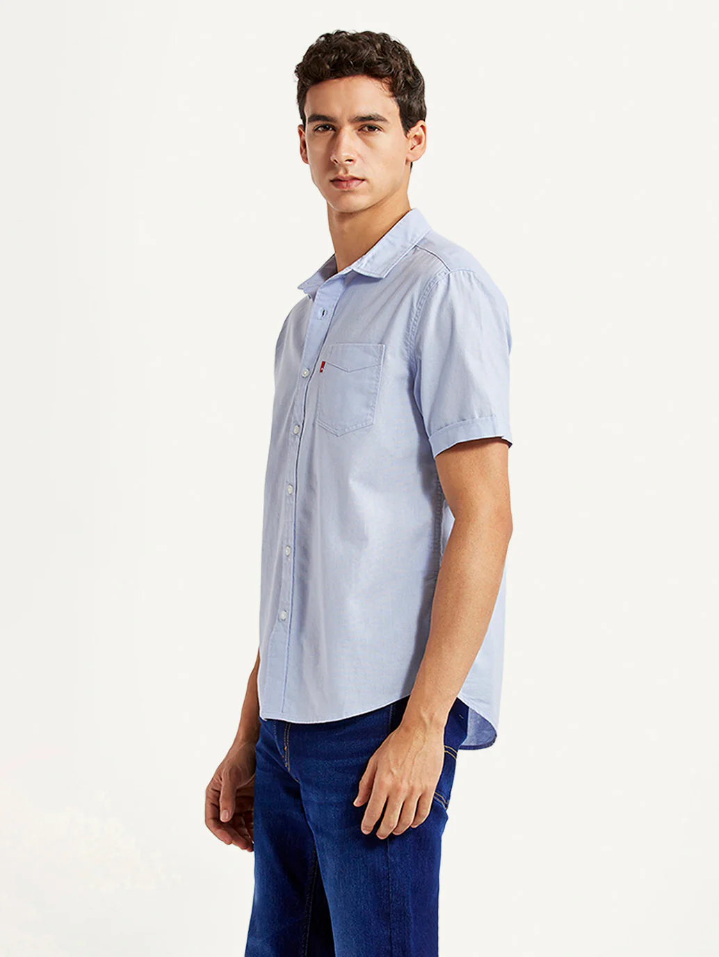 Men's Solid Light Blue Slim Fit Oxford Shirt - Image 5
