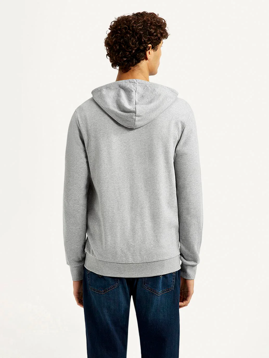 Men's Solid Light Grey Hooded Sweatshirt - Image 3