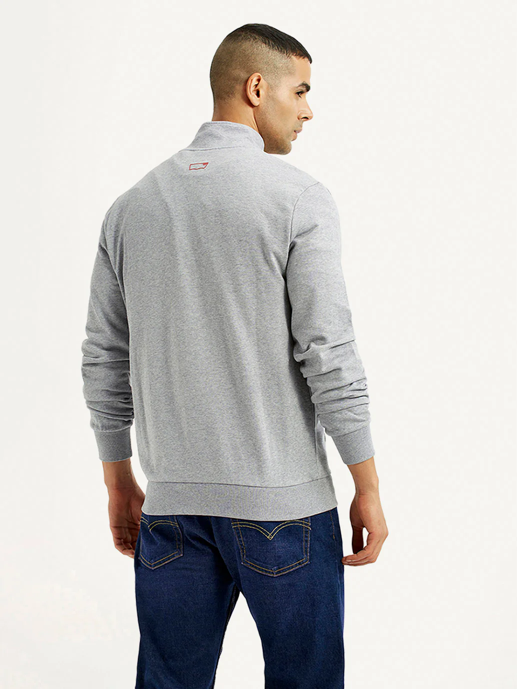 Men's Solid Light Grey Hooded Sweatshirt - Image 2
