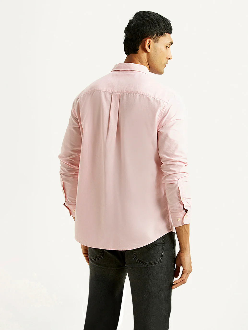 Men's Solid Light Pink Slim Fit Oxford Shirt - Image 2