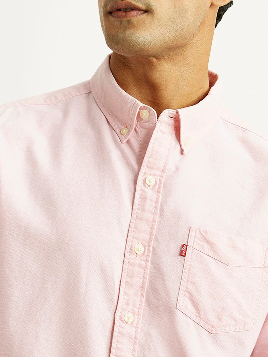 Men's Solid Light Pink Slim Fit Oxford Shirt - Image 3