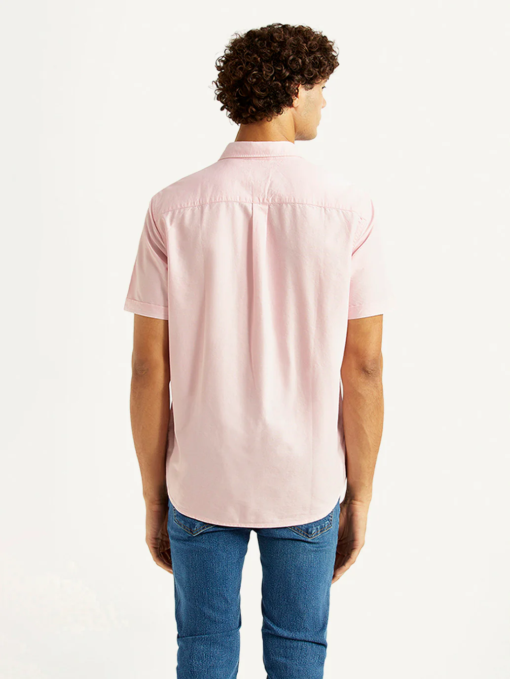 Men's Solid Light Pink Slim Fit Oxford Shirt - Image 3