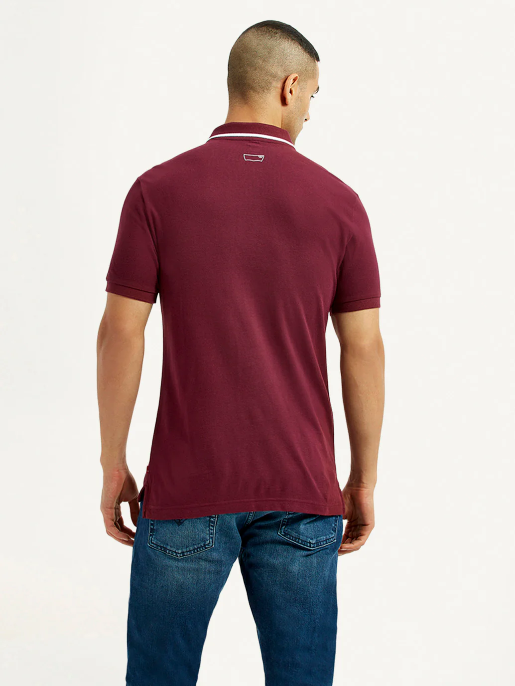 Men's Solid Maroon Polo T-Shirt - Image 2