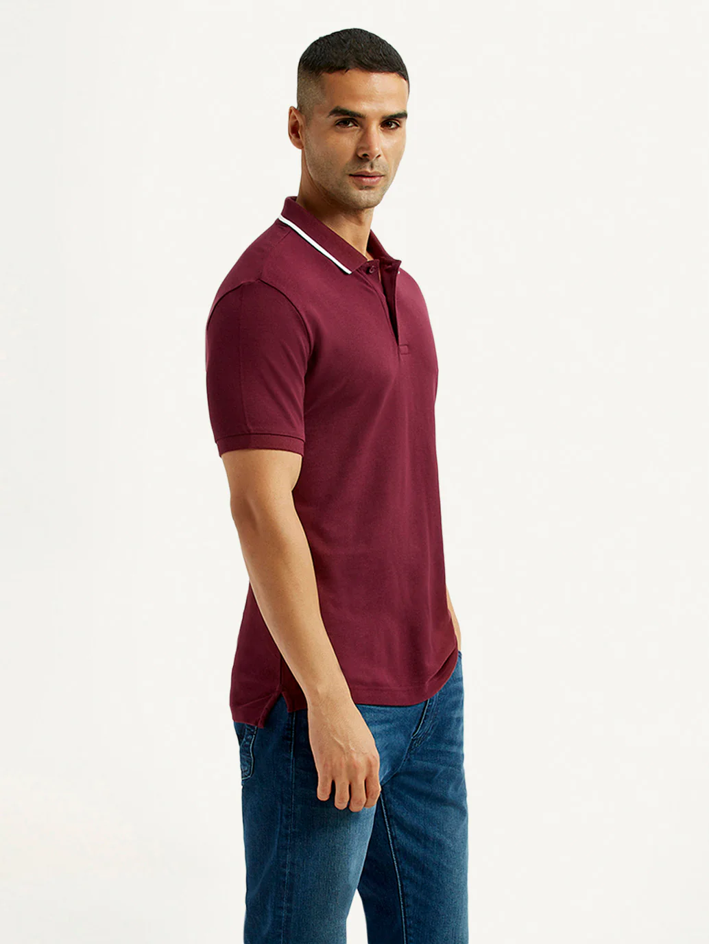 Men's Solid Maroon Polo T-Shirt - Image 3