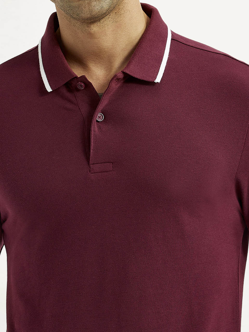 Men's Solid Maroon Polo T-Shirt - Image 4