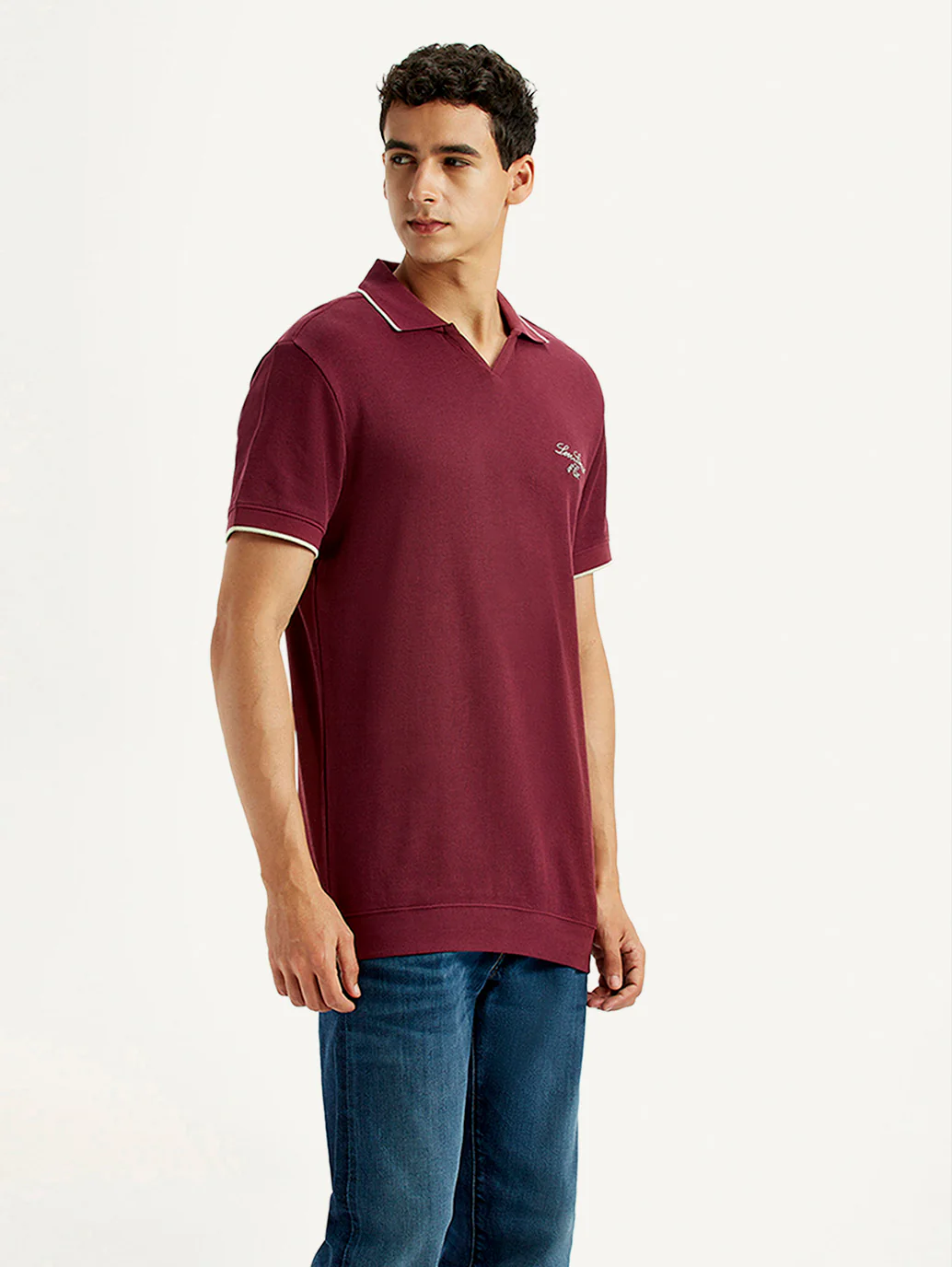 Men's Solid Maroon Slim Fit Polo T-shirt - Image 5