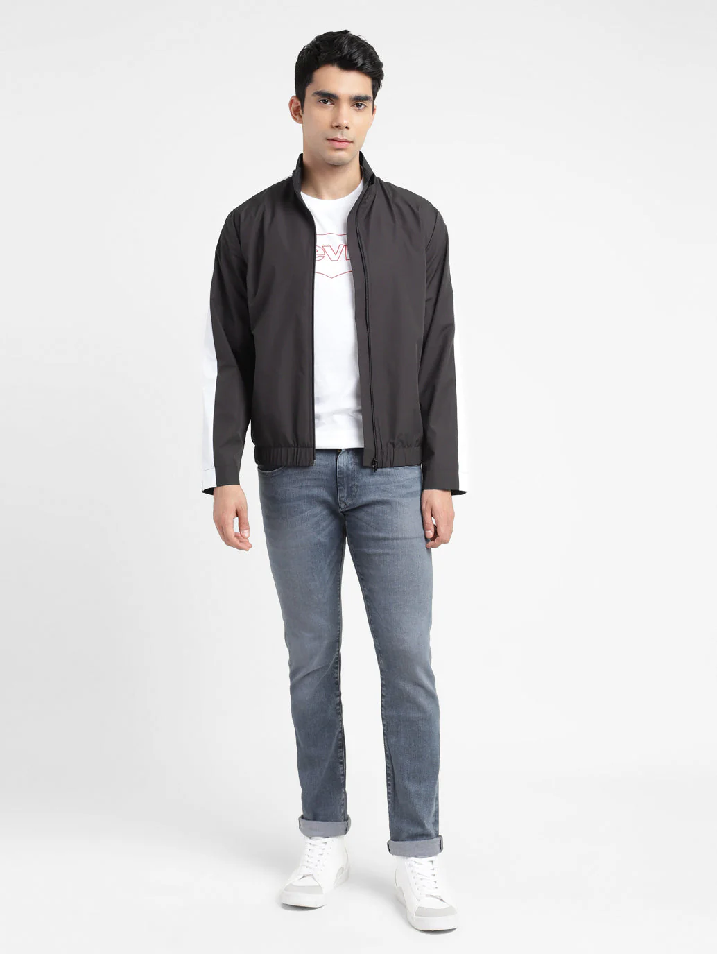 Men's Solid Mock Collar Sport Jacket - Image 6
