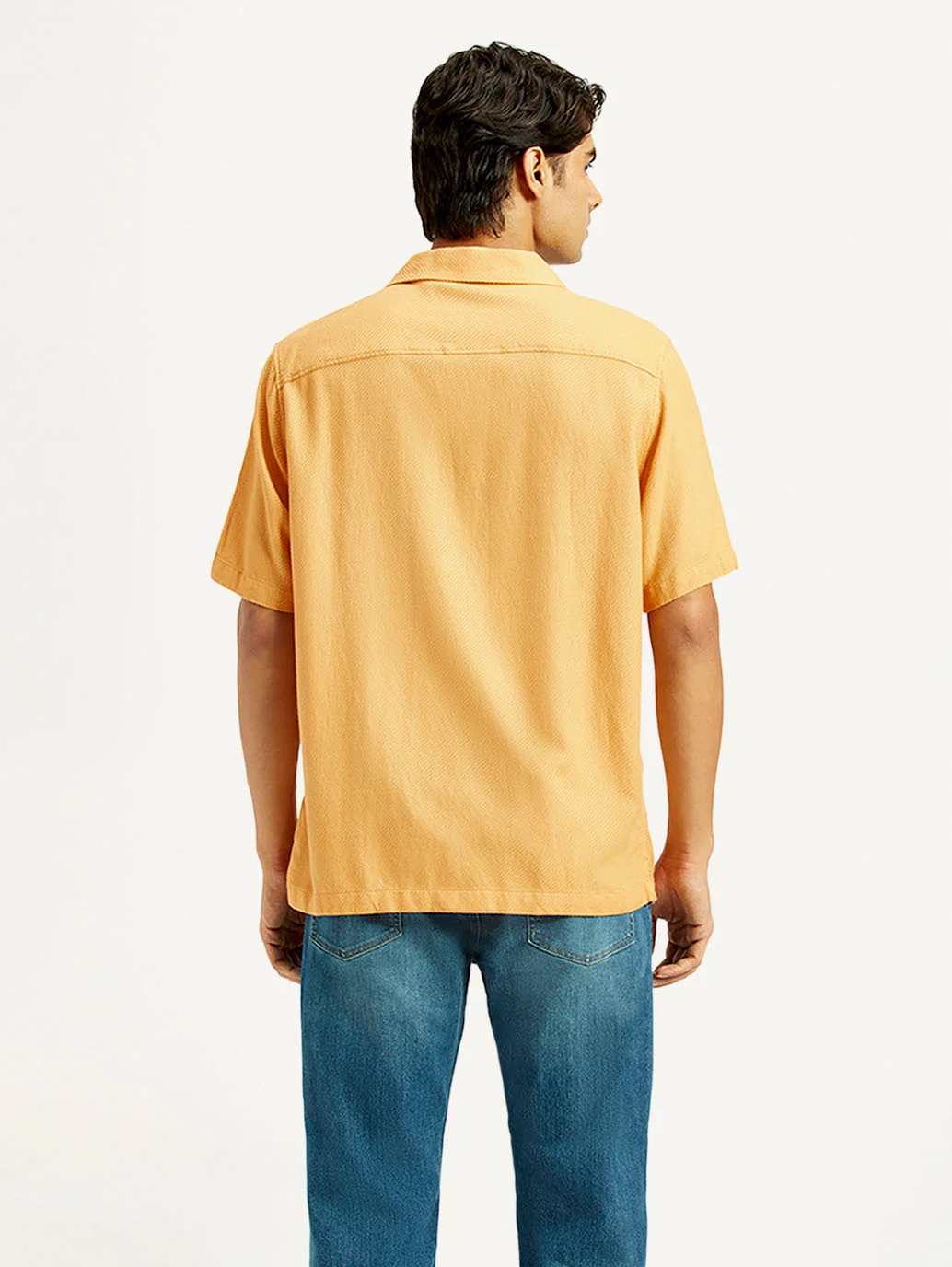 Men's Solid Mustard Camp Shirt - Image 2