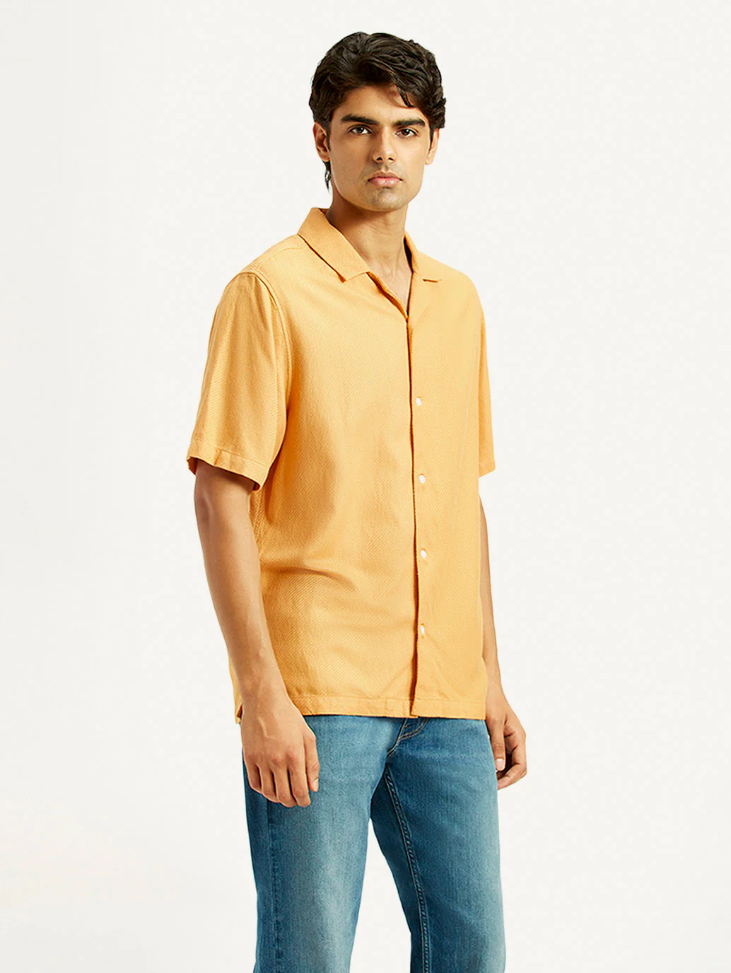 Men's Solid Mustard Camp Shirt - Image 4
