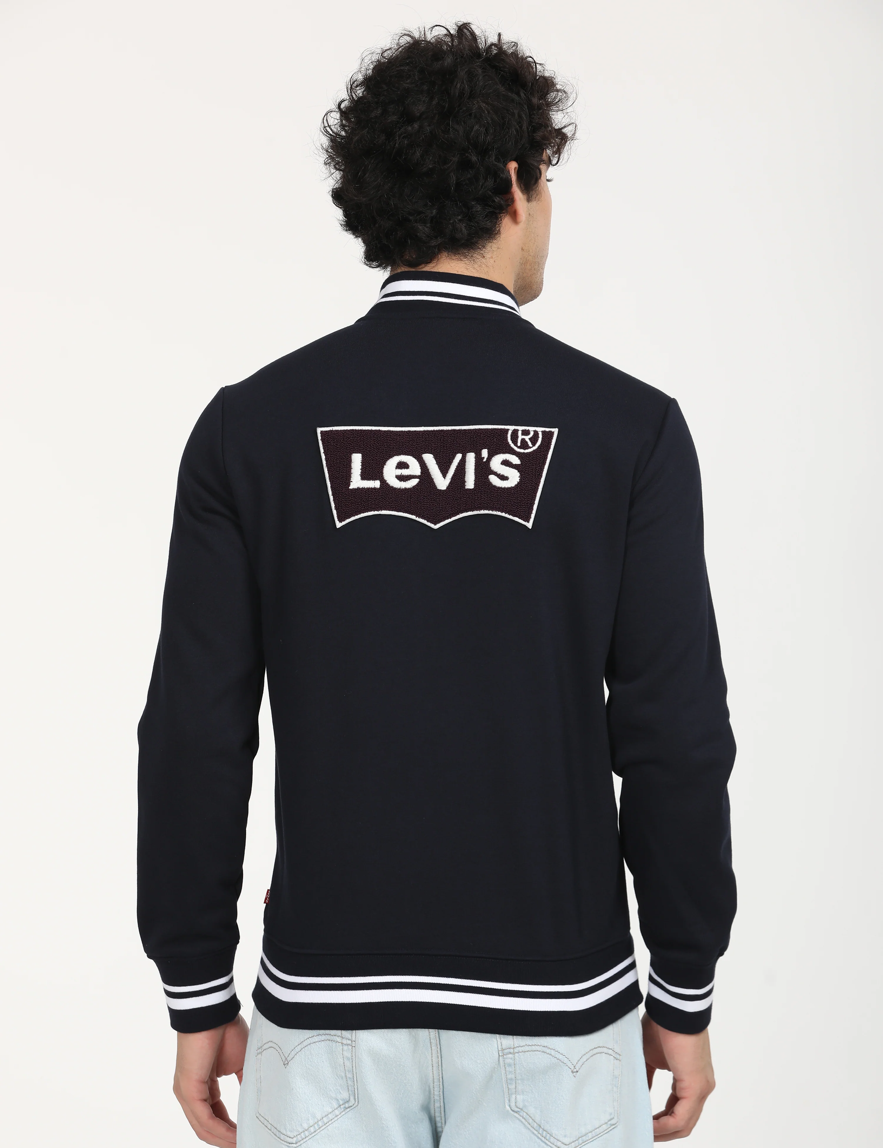Men's Solid Navy Crew Neck Sweatshirt - Image 3