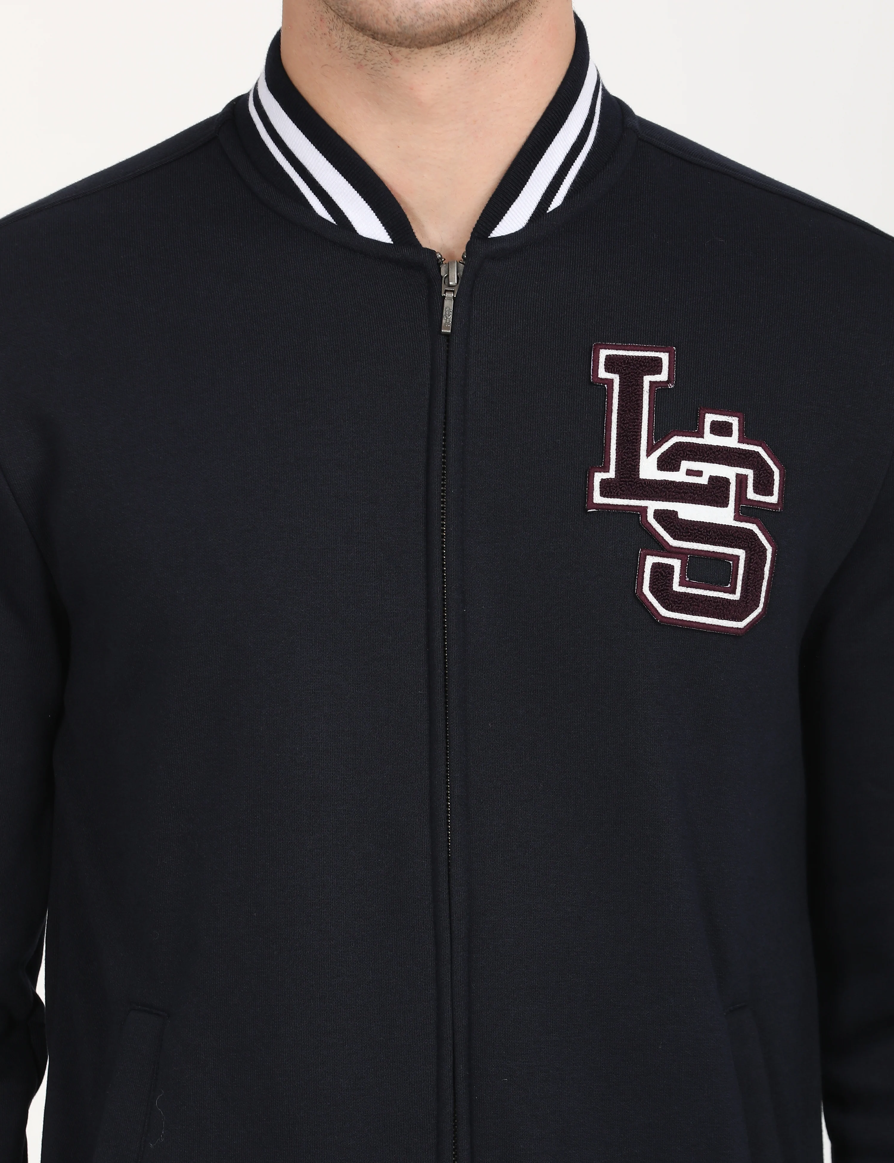 Men's Solid Navy Crew Neck Sweatshirt - Image 4
