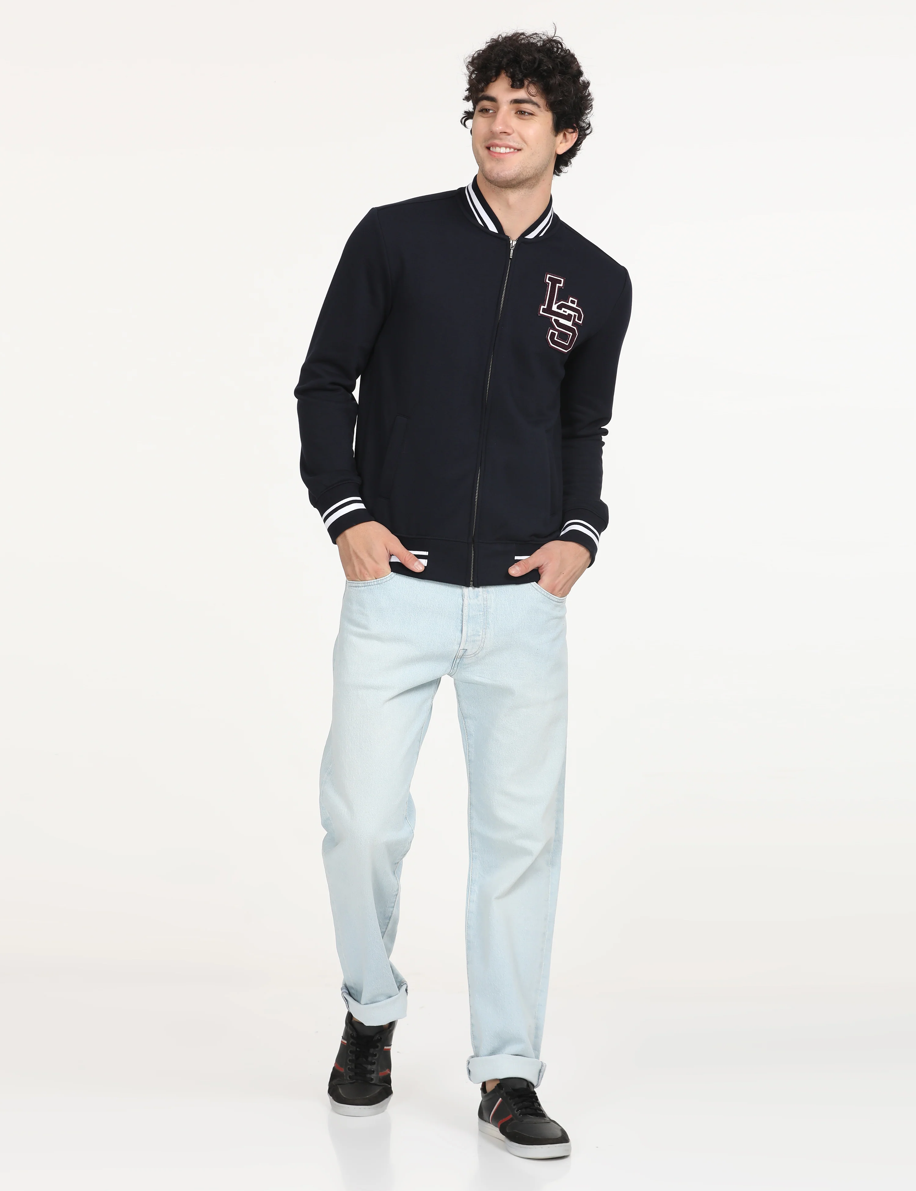 Men's Solid Navy Crew Neck Sweatshirt - Image 6