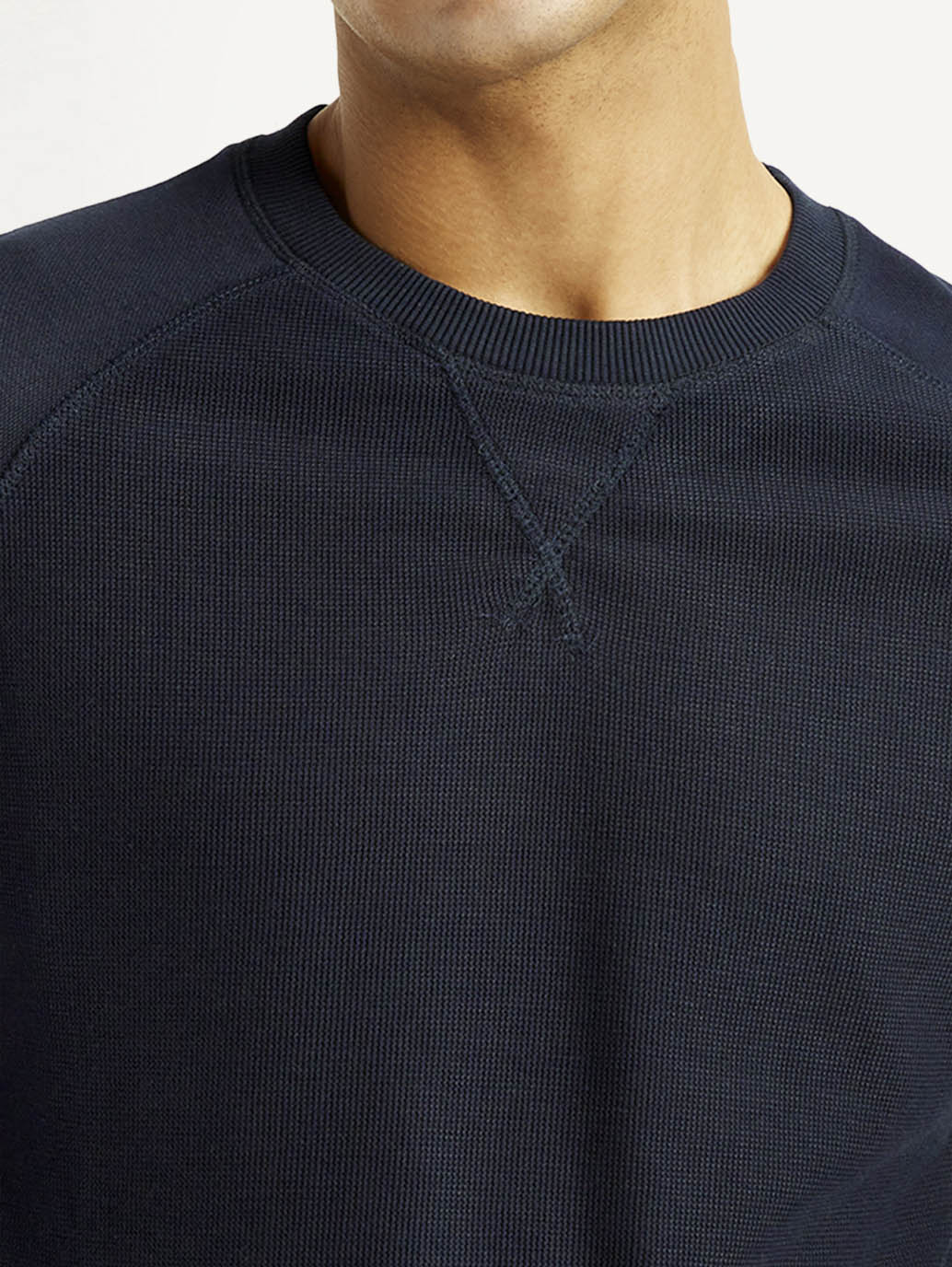 Men's Solid Navy Blue Crew Neck Sweatshirt - Image 4