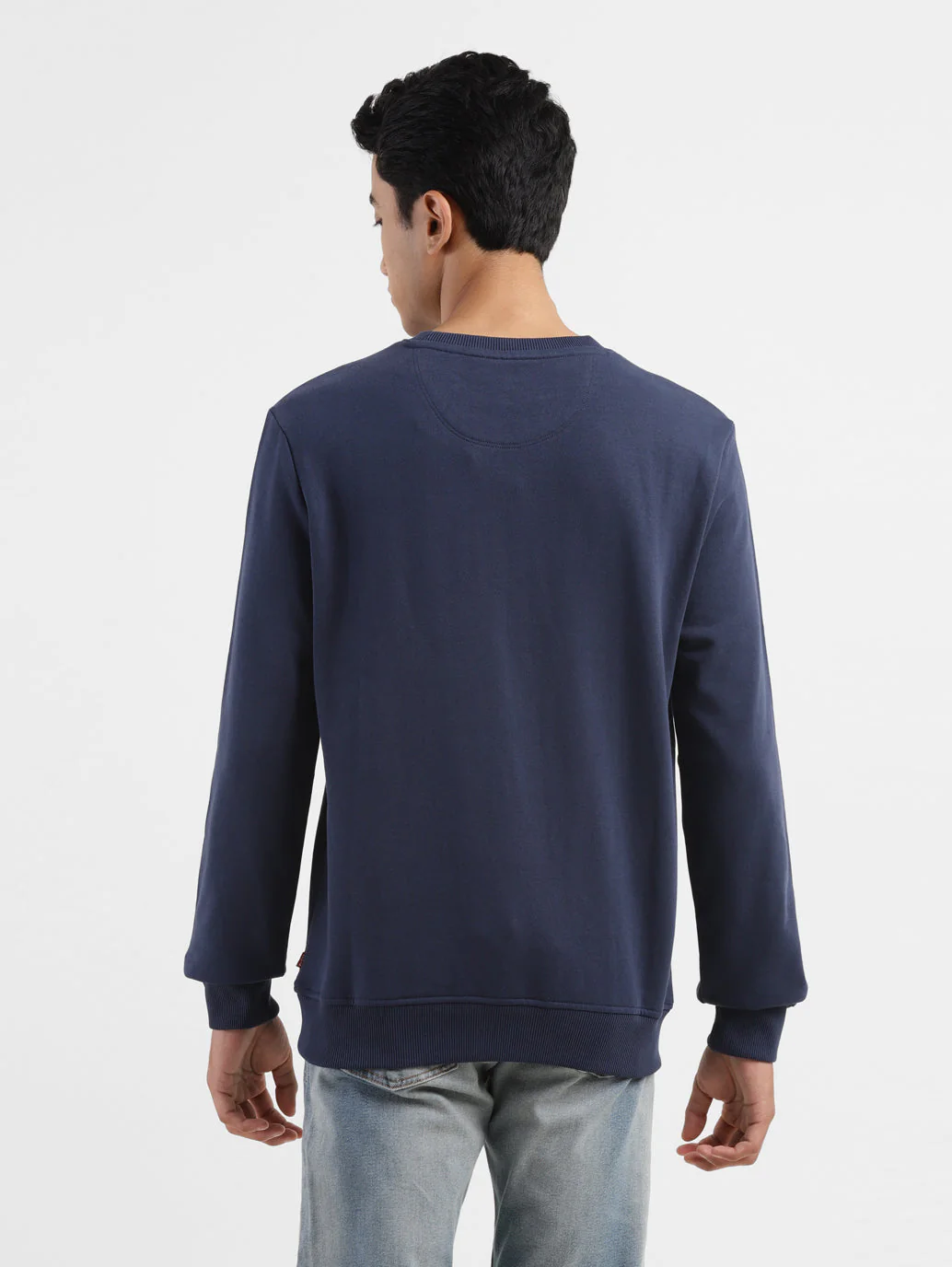 Men's Solid Navy Crew Neck Sweatshirt - Image 3