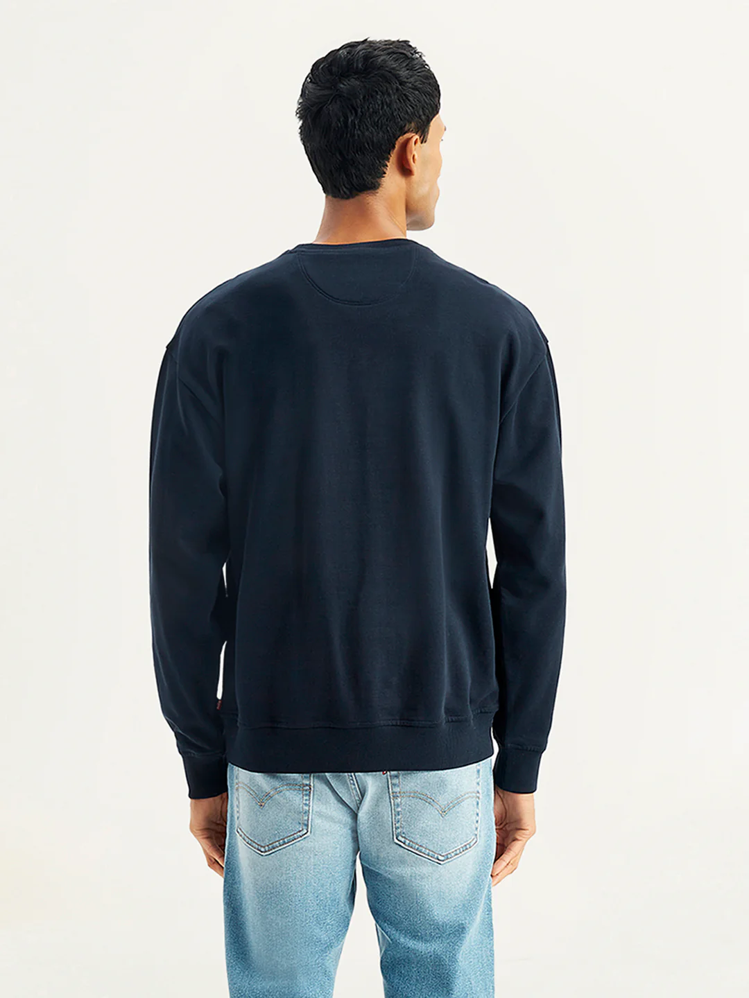 Men's Solid Navy Crew Neck Sweatshirt - Image 2