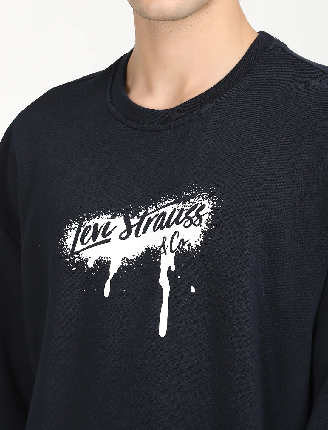 Men's Solid Navy Crew Neck Sweatshirt - Image 5