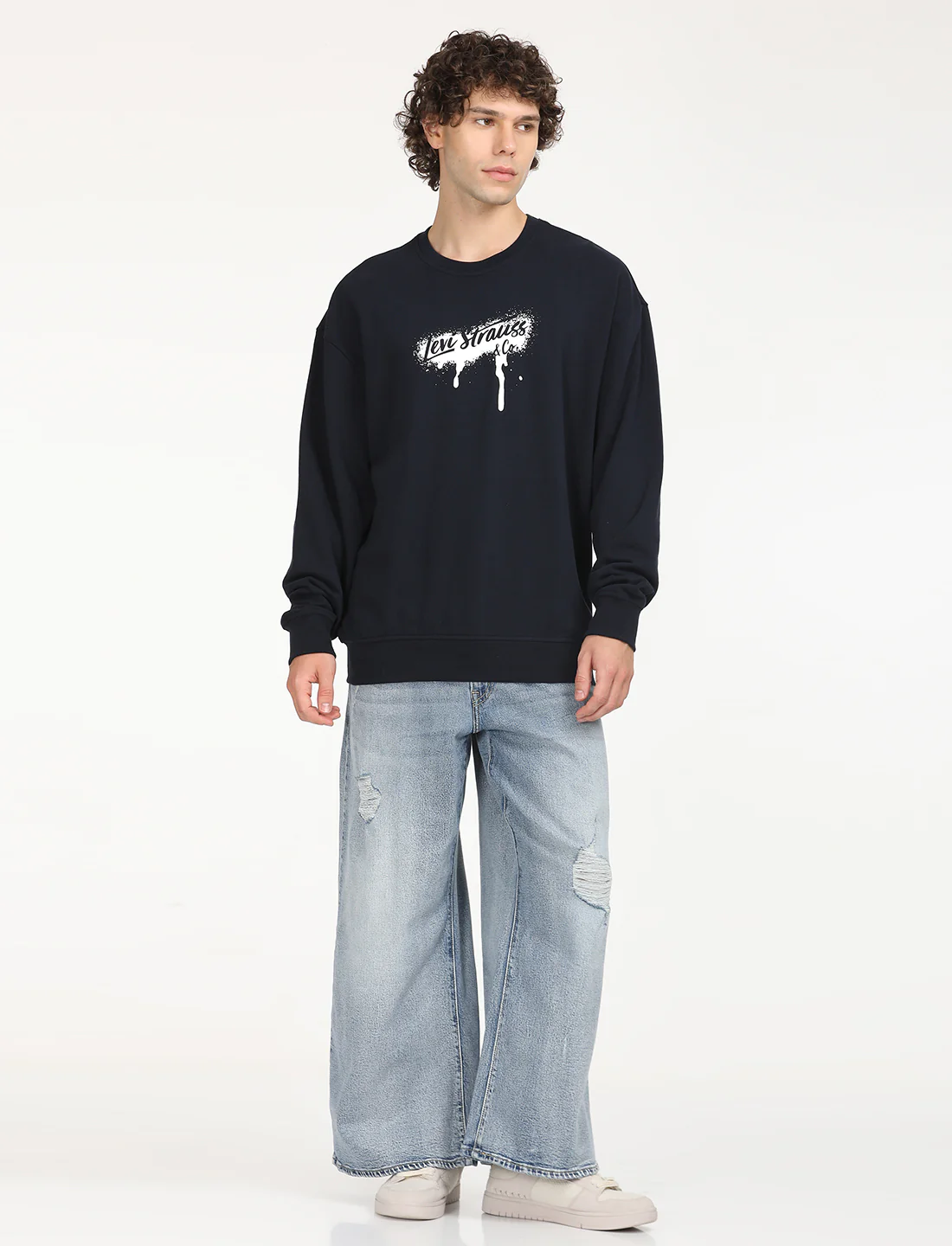 Men's Solid Navy Crew Neck Sweatshirt - Image 6