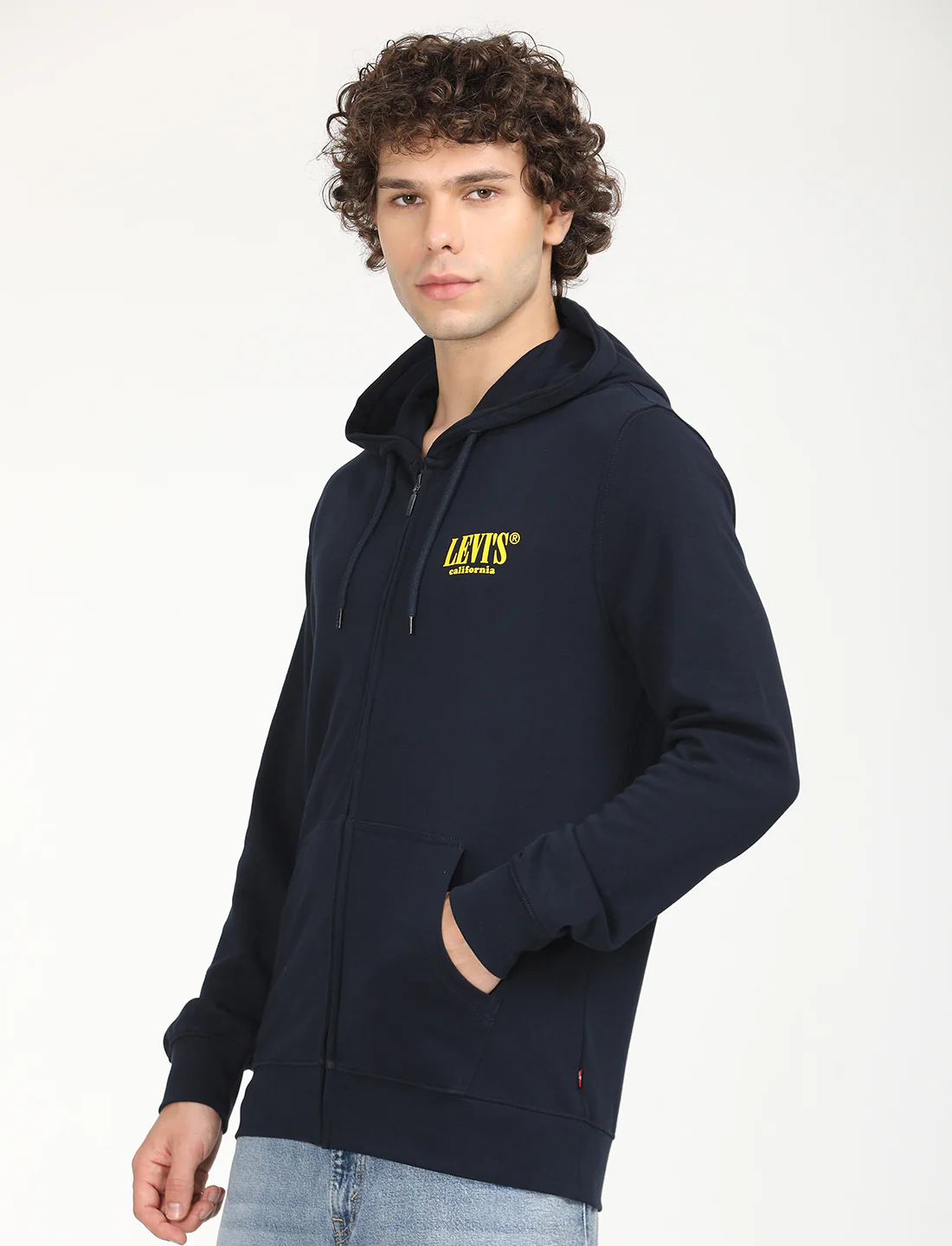 Men's Solid Navy Hooded Sweatshirt - Image 2