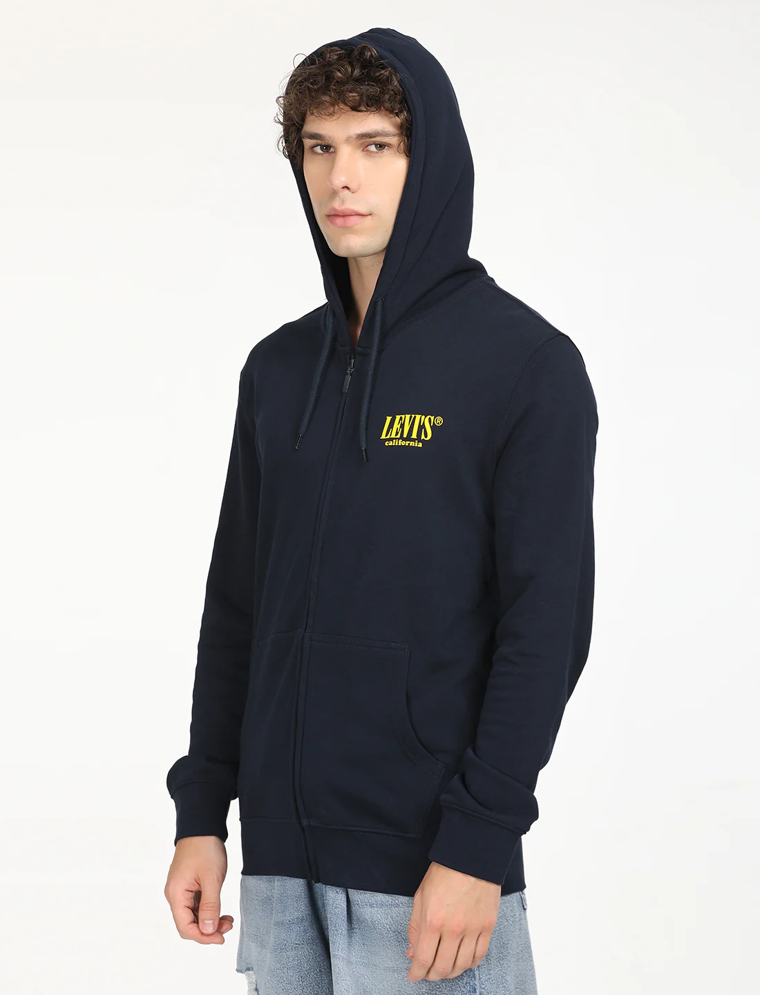 Men's Solid Navy Hooded Sweatshirt - Image 4