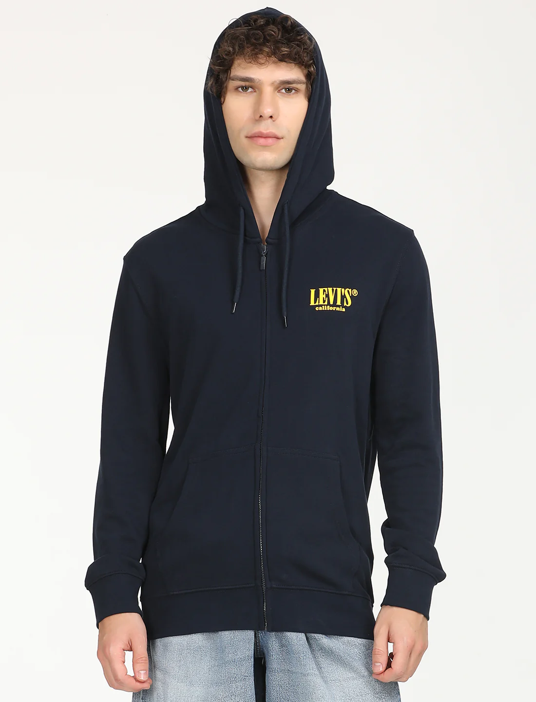 Men's Solid Navy Hooded Sweatshirt - Image 7
