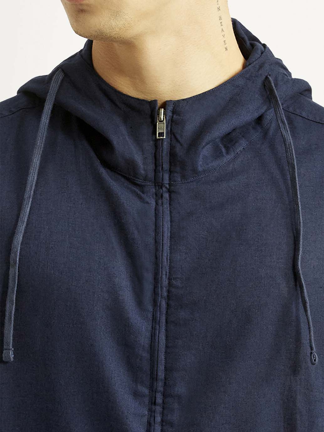 Men's Solid Navy Linen Jacket - Image 4